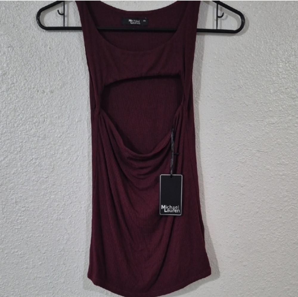 🆕Michael Lauren Deep Burgundy Drape Blouse